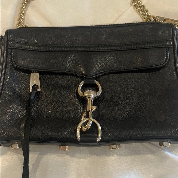Rebecca Minkoff Black Leather Bag with Gold Accent - Picture 2 of 10